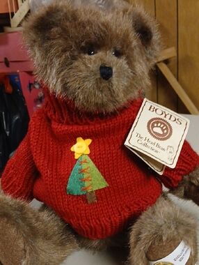 Boyds Plush Bear in Red Holiday Sweater